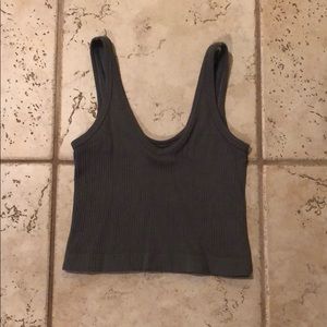 gray ribbed crop top